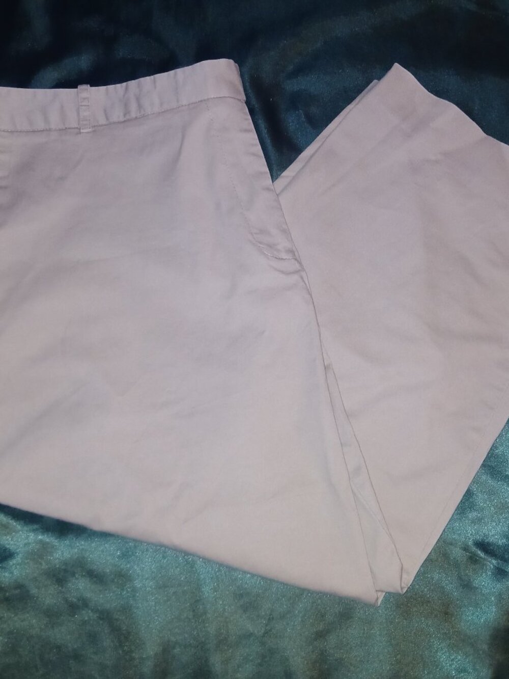 Women's Calvin Klein Khaki Flat-Front Wide Leg Trousers - Size 14